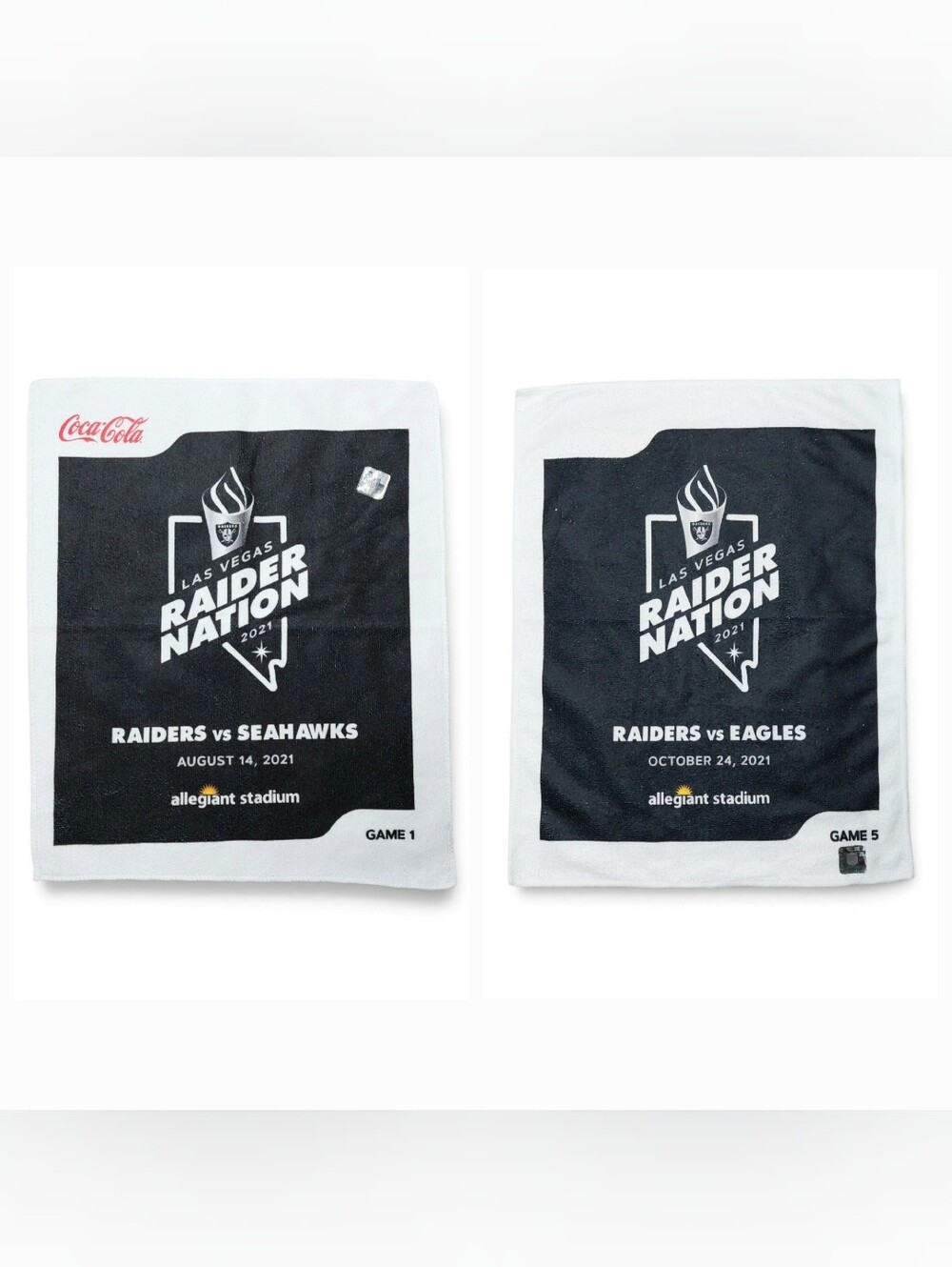 LAS VEGAS Raiders Rally Towels Lot 2021 Season Games 1 Seahawks & 5 Seattle